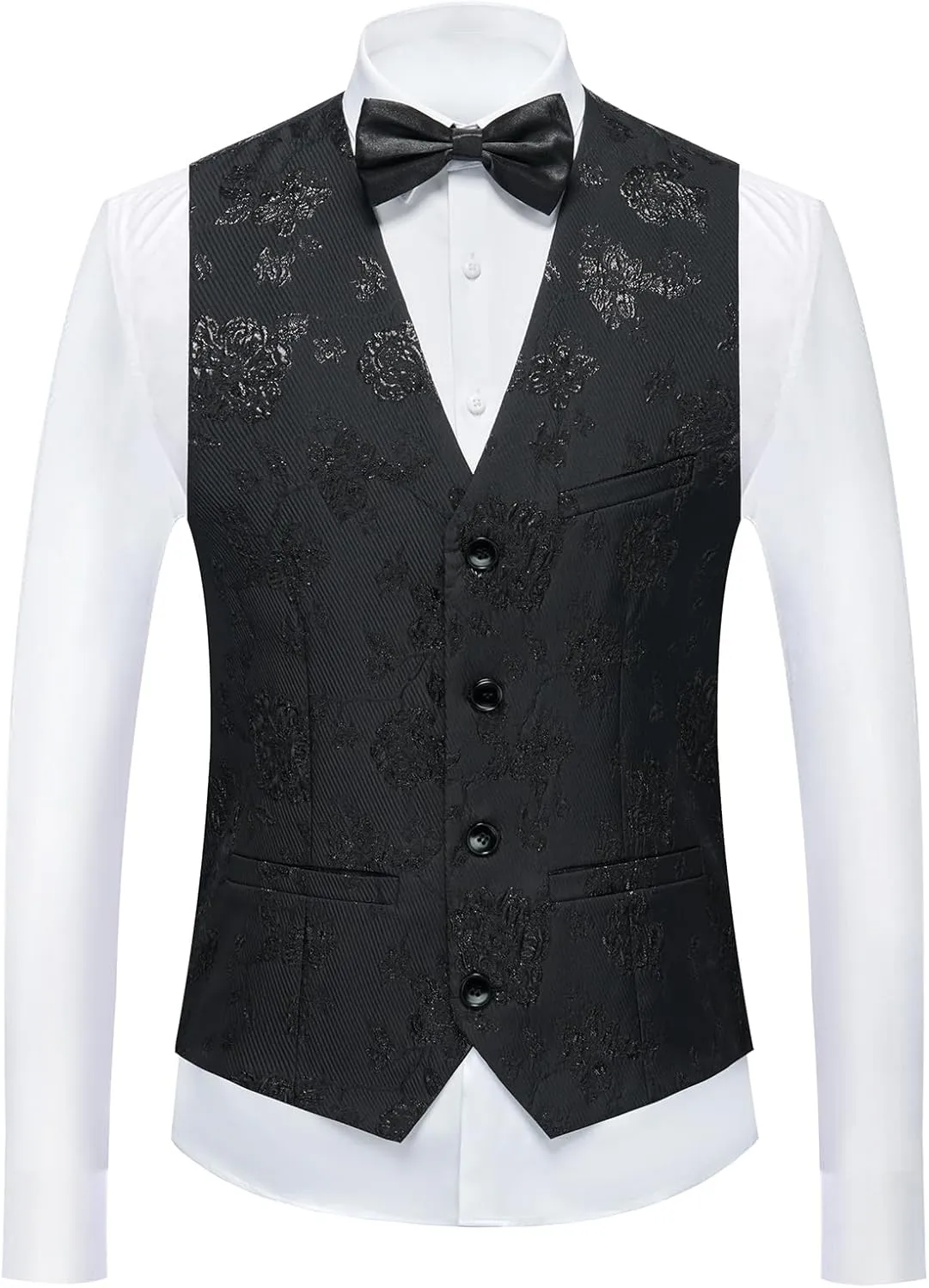 Tuxedo Suits for Men 3 Piece Regular Fit Men's Suit Set Floral Pattern Blazer Jacket Waistcoat Pants