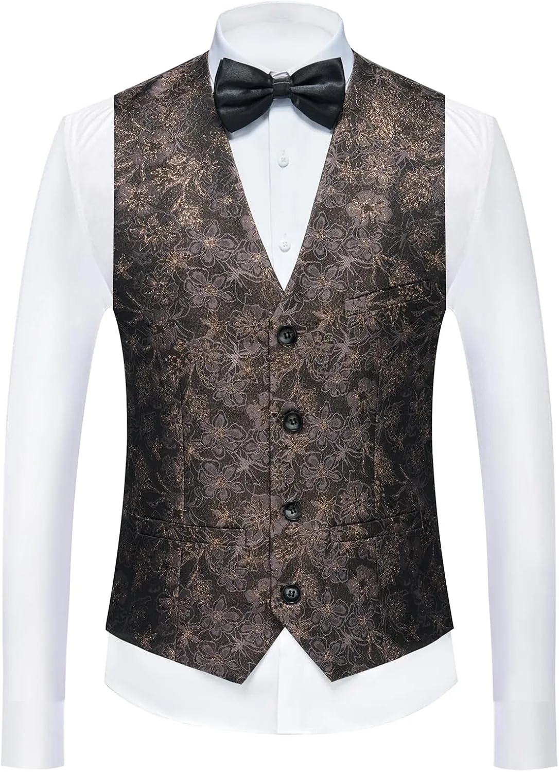 Tuxedo Suits for Men 3 Piece Regular Fit Men's Suit Set Floral Pattern Blazer Jacket Waistcoat Pants