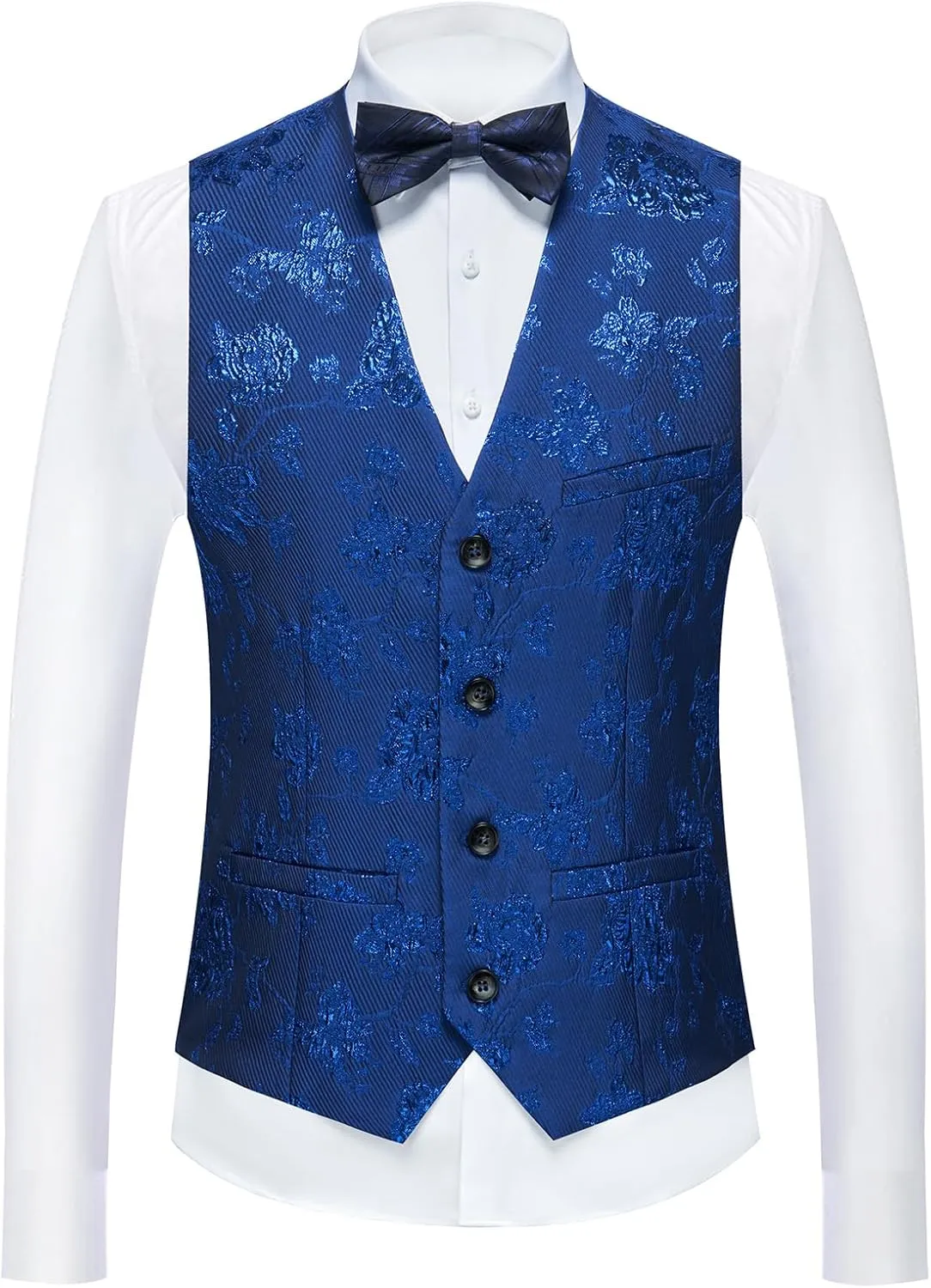 Tuxedo Suits for Men 3 Piece Regular Fit Men's Suit Set Floral Pattern Blazer Jacket Waistcoat Pants