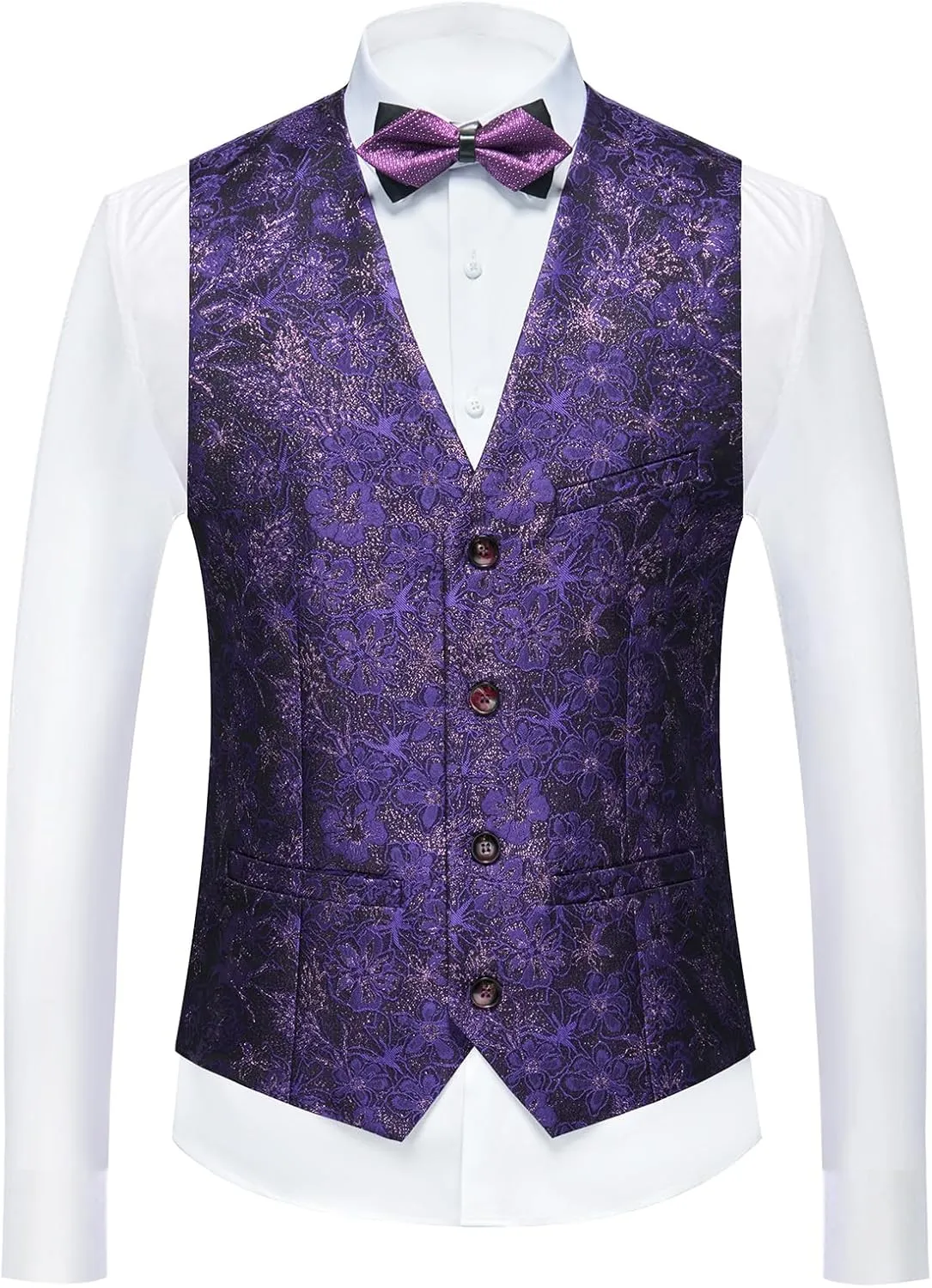 Tuxedo Suits for Men 3 Piece Regular Fit Men's Suit Set Floral Pattern Blazer Jacket Waistcoat Pants