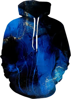 Unisex Graphic Hoodies, 3D Novelty Pullover Sweatshirt, Xmas Men Women Teen Boy Gifts, Black White Galaxy Print Flag