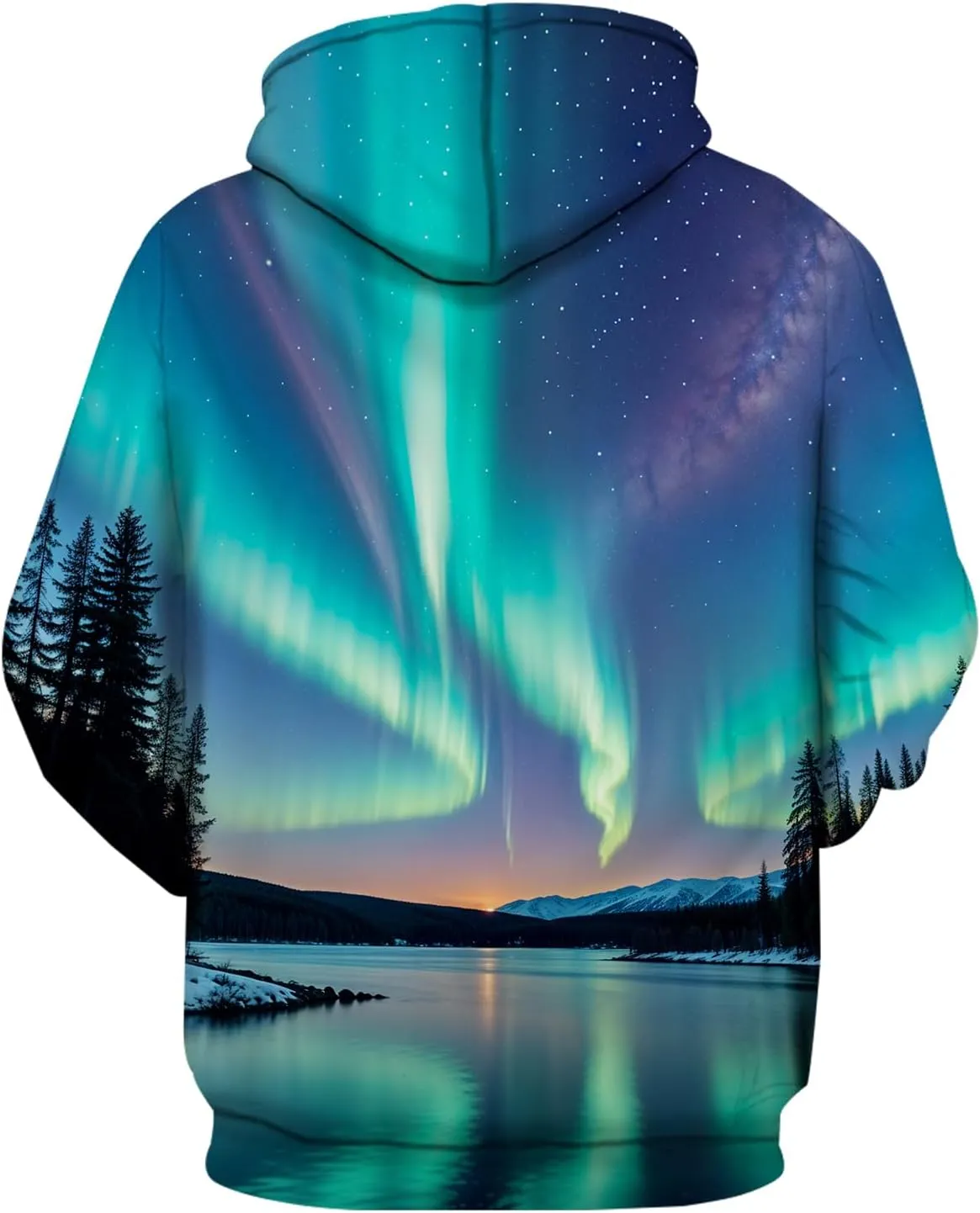 Unisex Graphic Hoodies, 3D Novelty Pullover Sweatshirt, Xmas Men Women Teen Boy Gifts, Black White Galaxy Print Flag