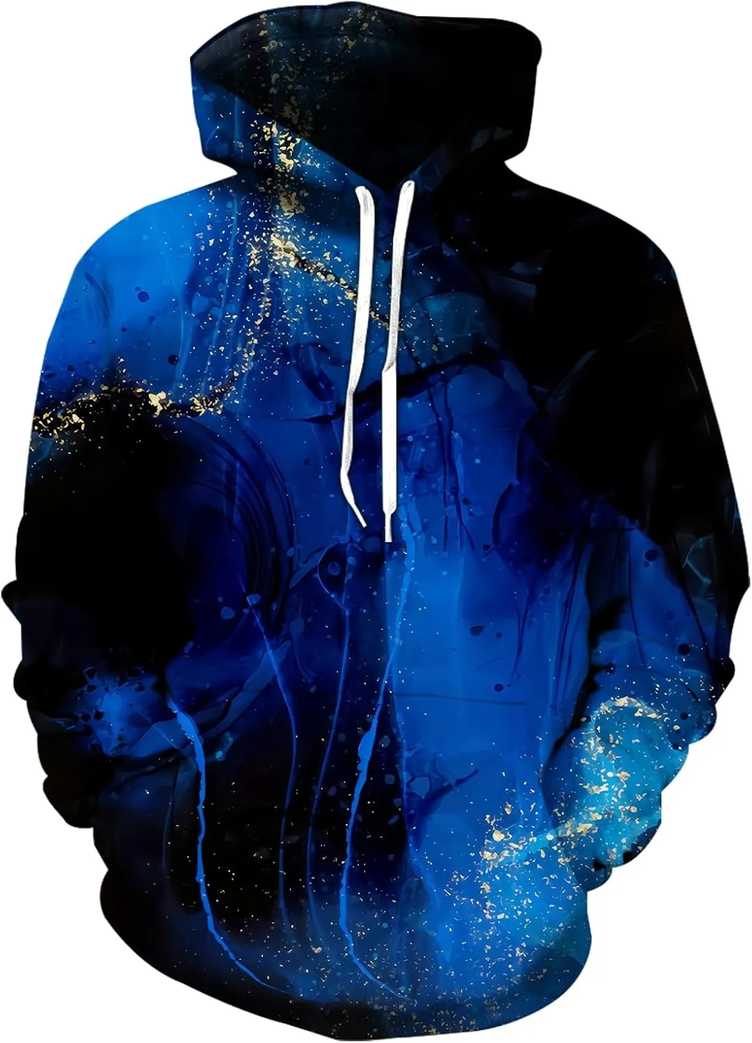 Unisex Graphic Hoodies, 3D Novelty Pullover Sweatshirt, Xmas Men Women Teen Boy Gifts, Black White Galaxy Print Flag