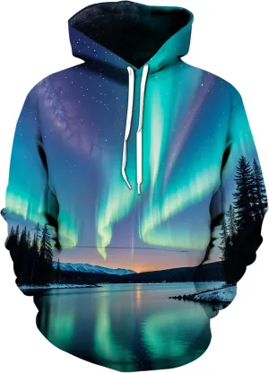 Unisex Graphic Hoodies, 3D Novelty Pullover Sweatshirt, Xmas Men Women Teen Boy Gifts, Black White Galaxy Print Flag