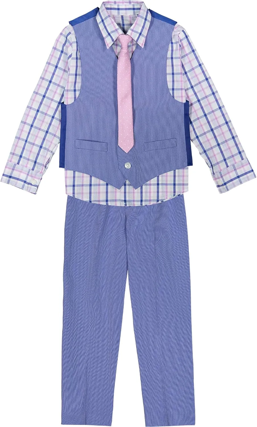 Van Heusen Boys' 4-Piece Formal Suit Set, Vest, Pants, Collared Dress Shirt, and Tie