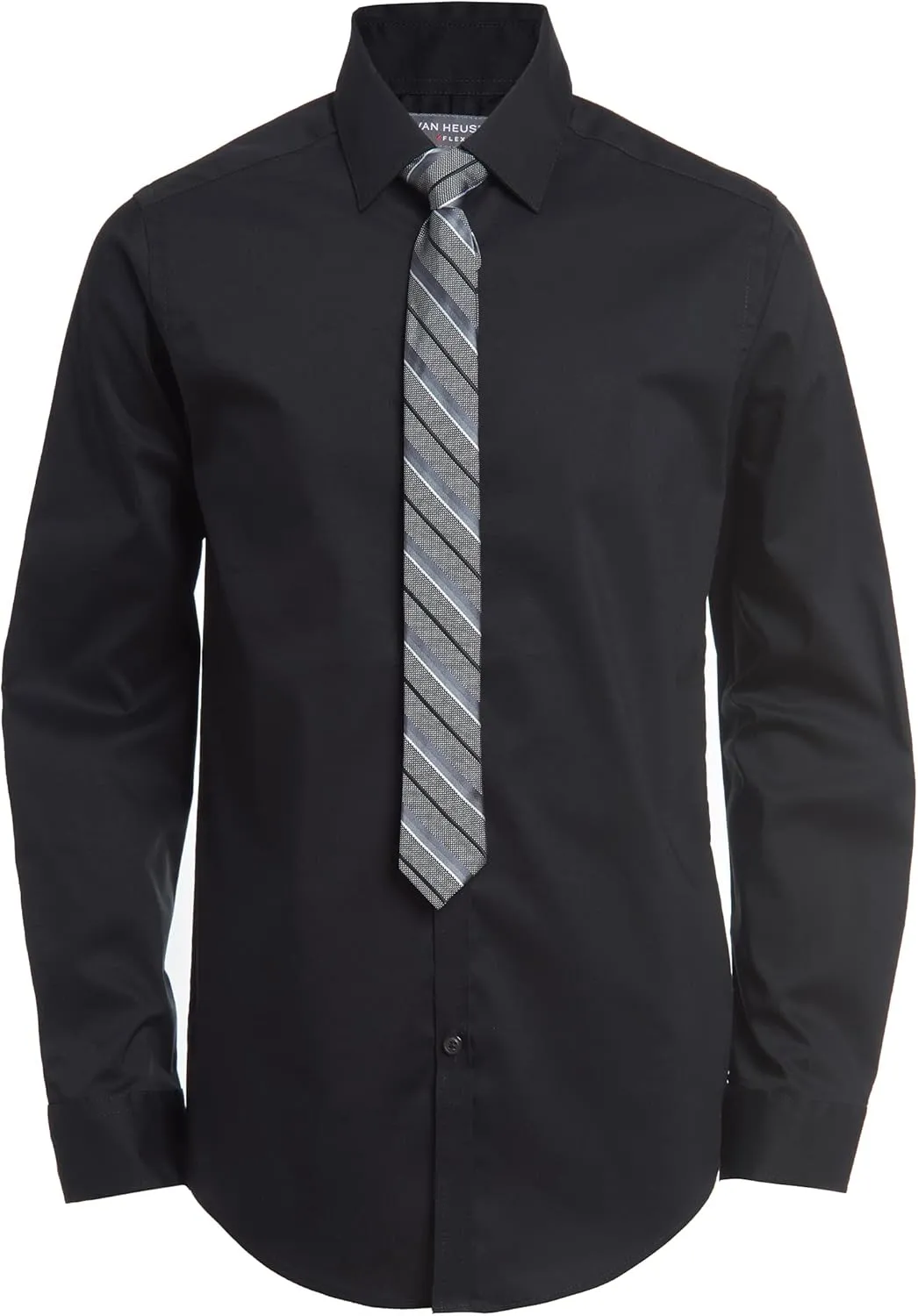 Van Heusen Boys' Long Sleeve Collared Button-Down Dress Shirt and Tie Set