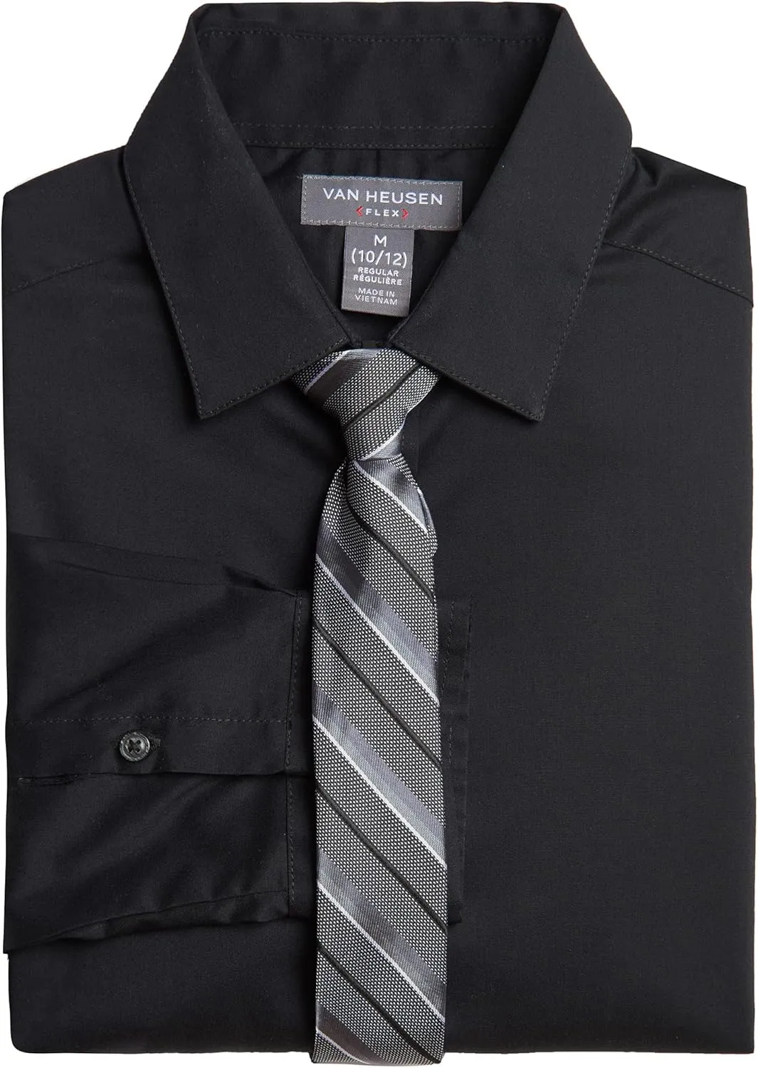 Van Heusen Boys' Long Sleeve Collared Button-Down Dress Shirt and Tie Set
