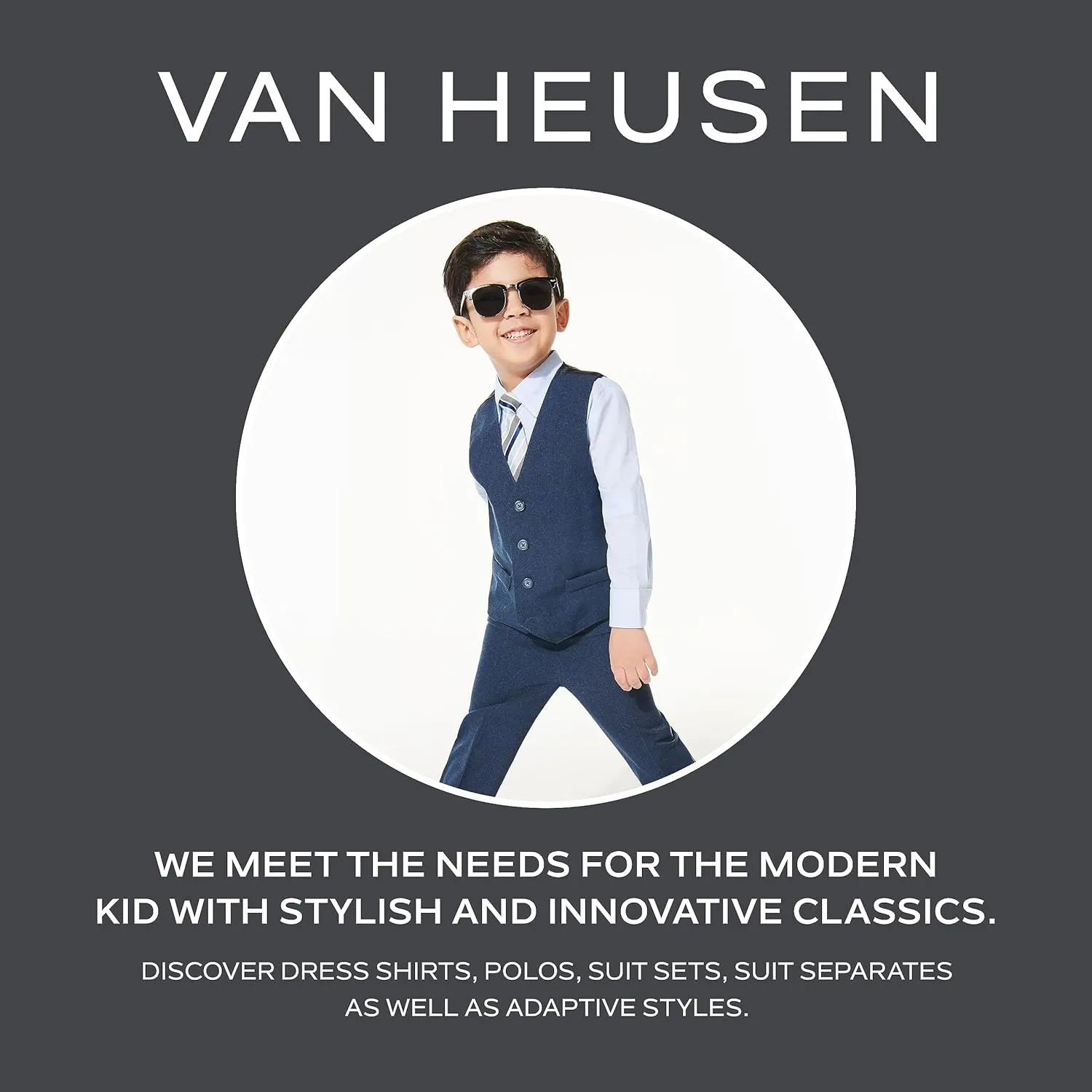 Van Heusen Boys' Long Sleeve Collared Button-Down Dress Shirt and Tie Set