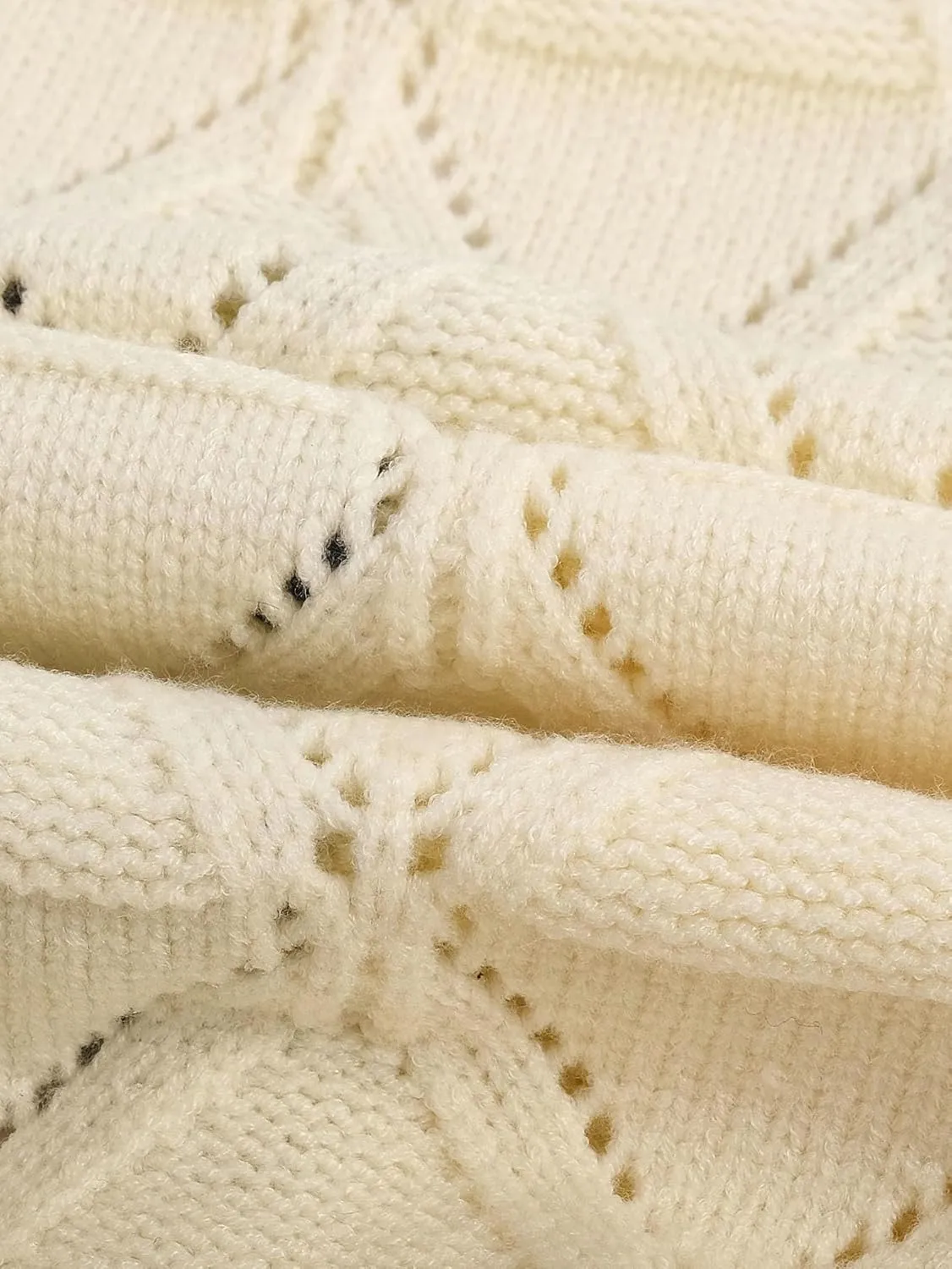 Verdusa Women's Old Money Bow Tie Crochet Sweater Vest Contrast Binding Knot Front V Neck Knit Top