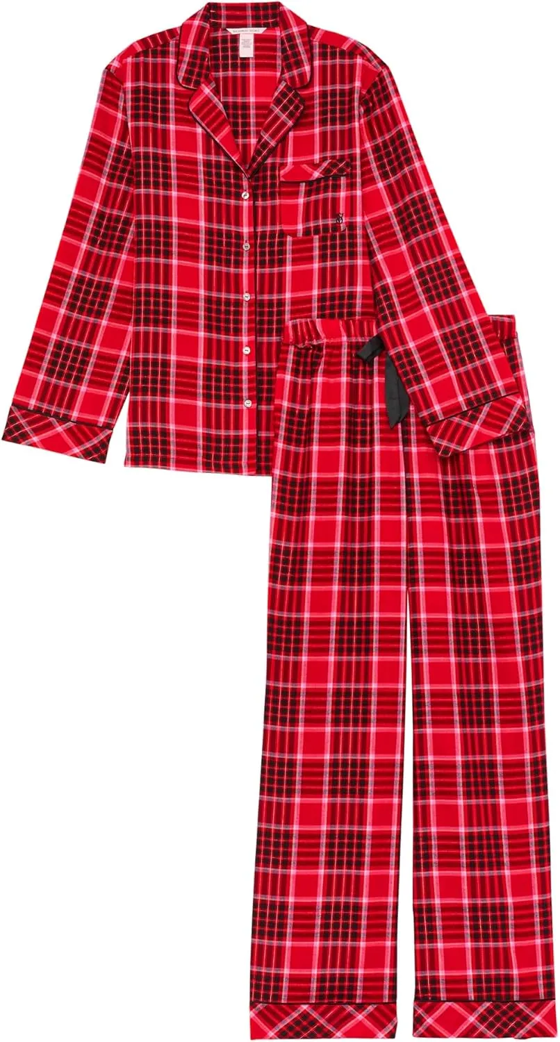 Victoria's Secret Flannel Pajama Set, Long Sleeve Button Down Shirt & Pants, Sleepwear for Women (XS-XXL)