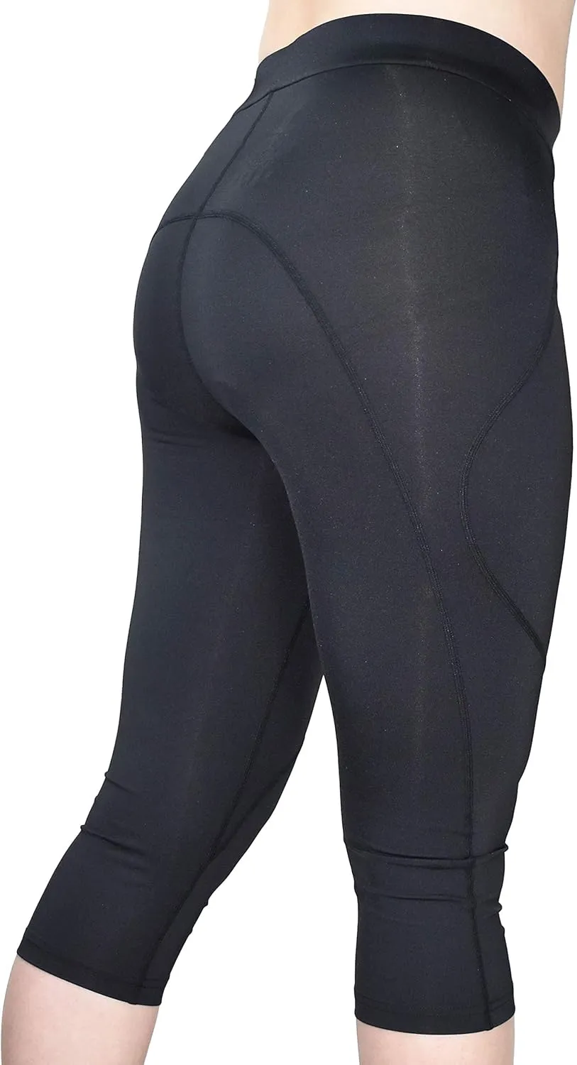 Vital Salveo-Germanium Compression Women Capri Leggings with High Waist, Body Slimming Pants for Running, Jogging