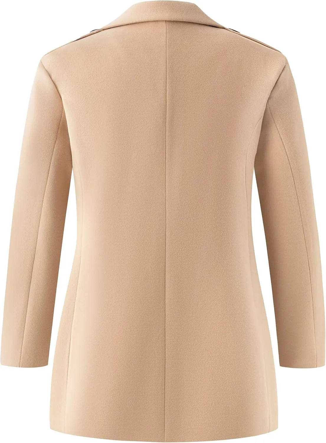 wantdo Women's Plus Size Pea coat Oversized Notched Lapel Peacoat Jacket