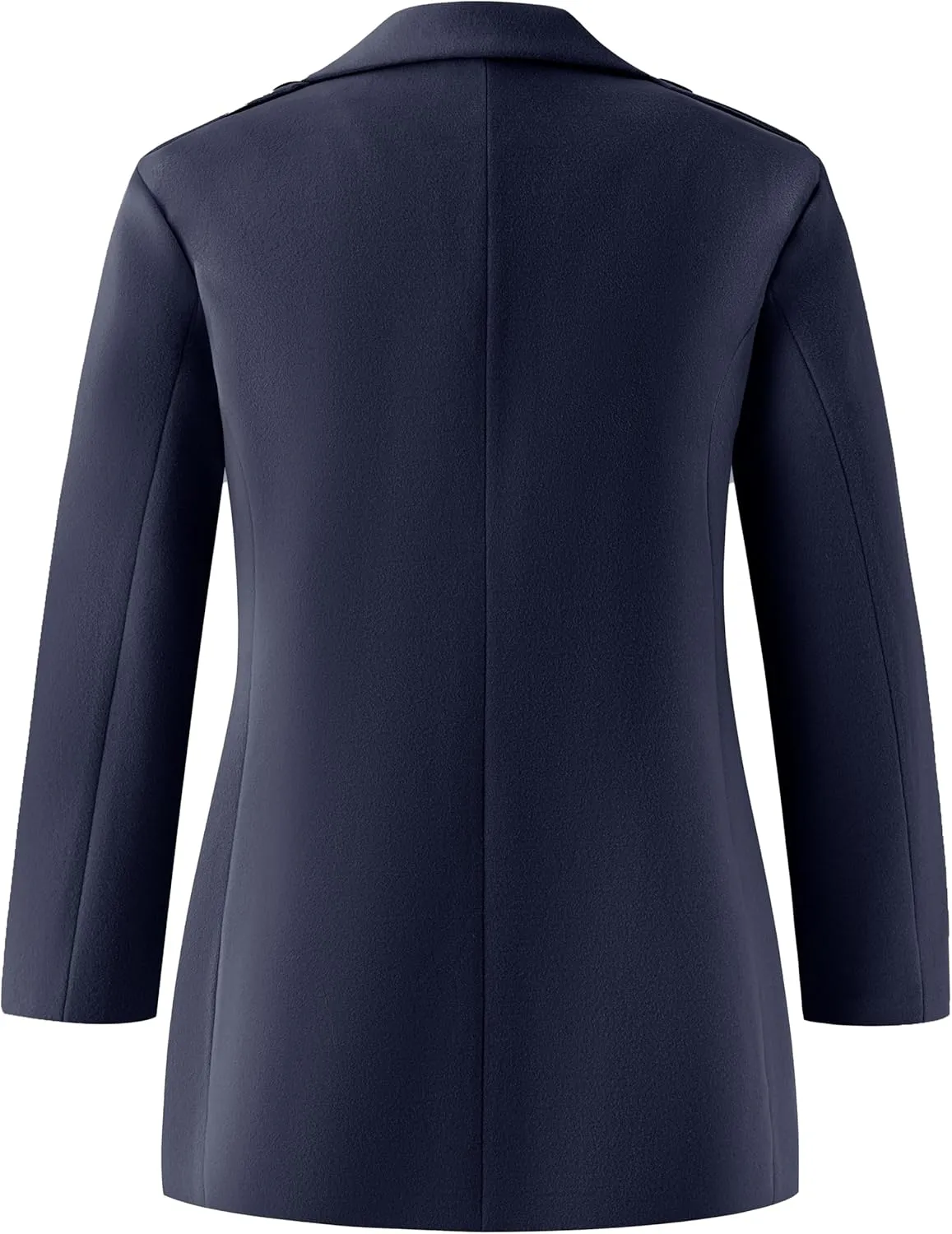 wantdo Women's Plus Size Pea coat Oversized Notched Lapel Peacoat Jacket