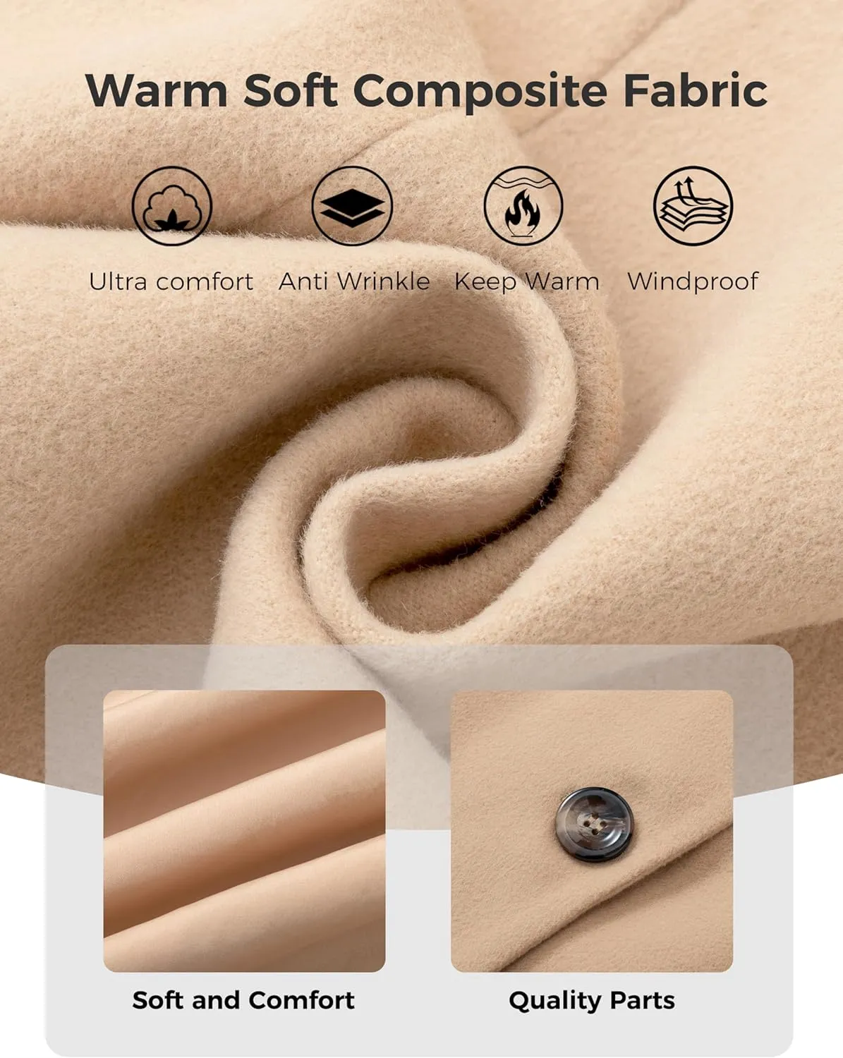 wantdo Women's Plus Size Pea coat Oversized Notched Lapel Peacoat Jacket