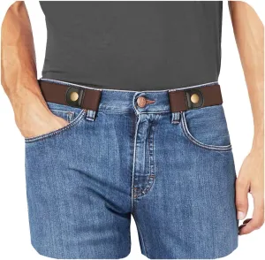 WHIPPY No Buckle Stretch No Show Belt for Men 1.38 inches Wide, Buckless Invisible Elastic Belt for Jeans Pants