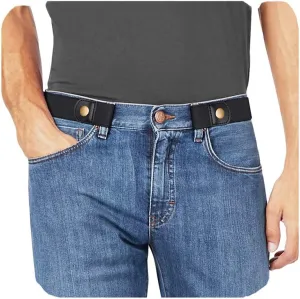 WHIPPY No Buckle Stretch No Show Belt for Men 1.38 inches Wide, Buckless Invisible Elastic Belt for Jeans Pants