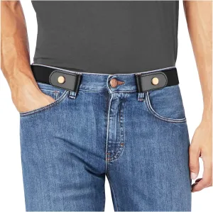 WHIPPY No Buckle Stretch No Show Belt for Men 1.38 inches Wide, Buckless Invisible Elastic Belt for Jeans Pants