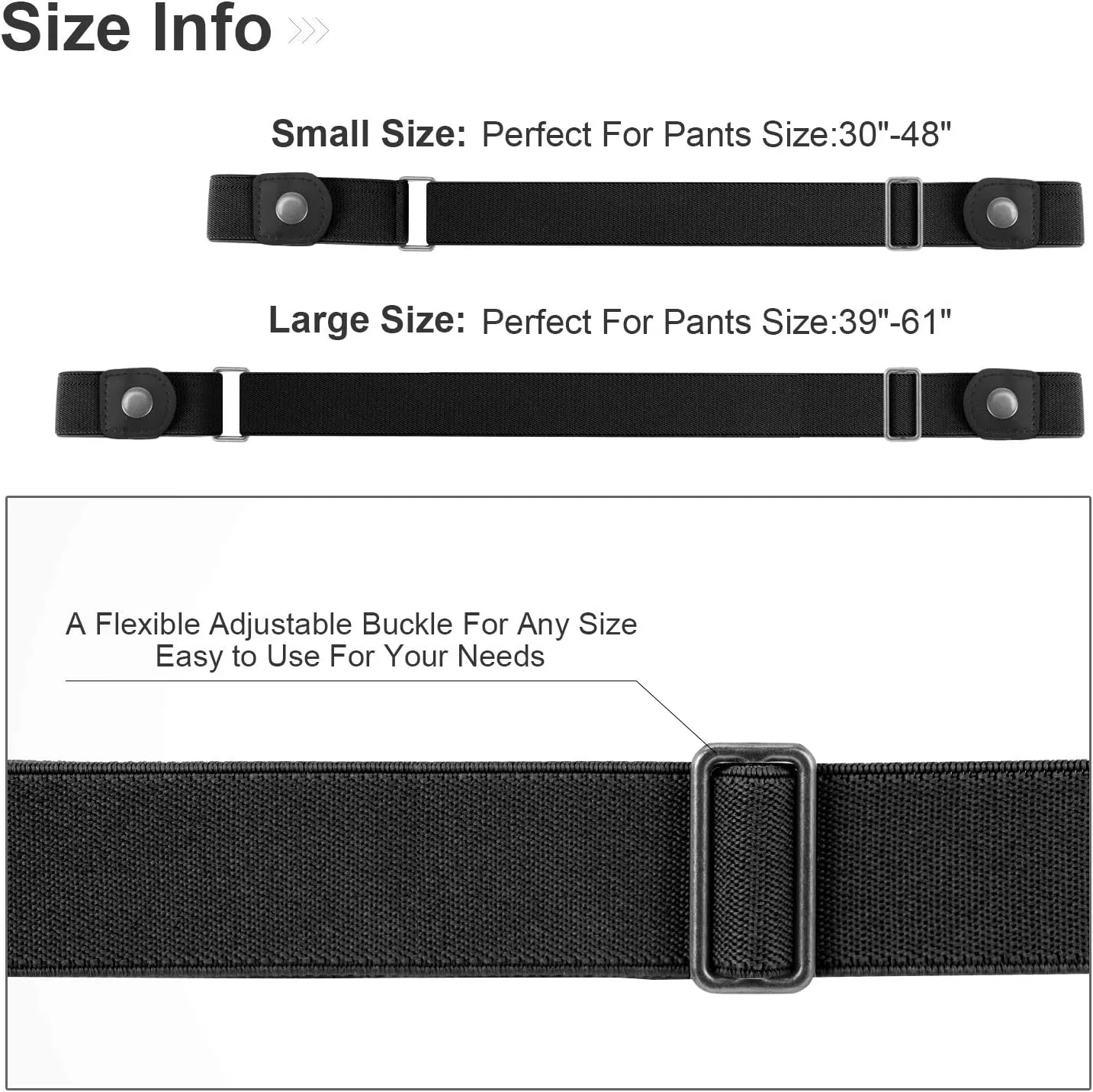 WHIPPY No Buckle Stretch No Show Belt for Men 1.38 inches Wide, Buckless Invisible Elastic Belt for Jeans Pants