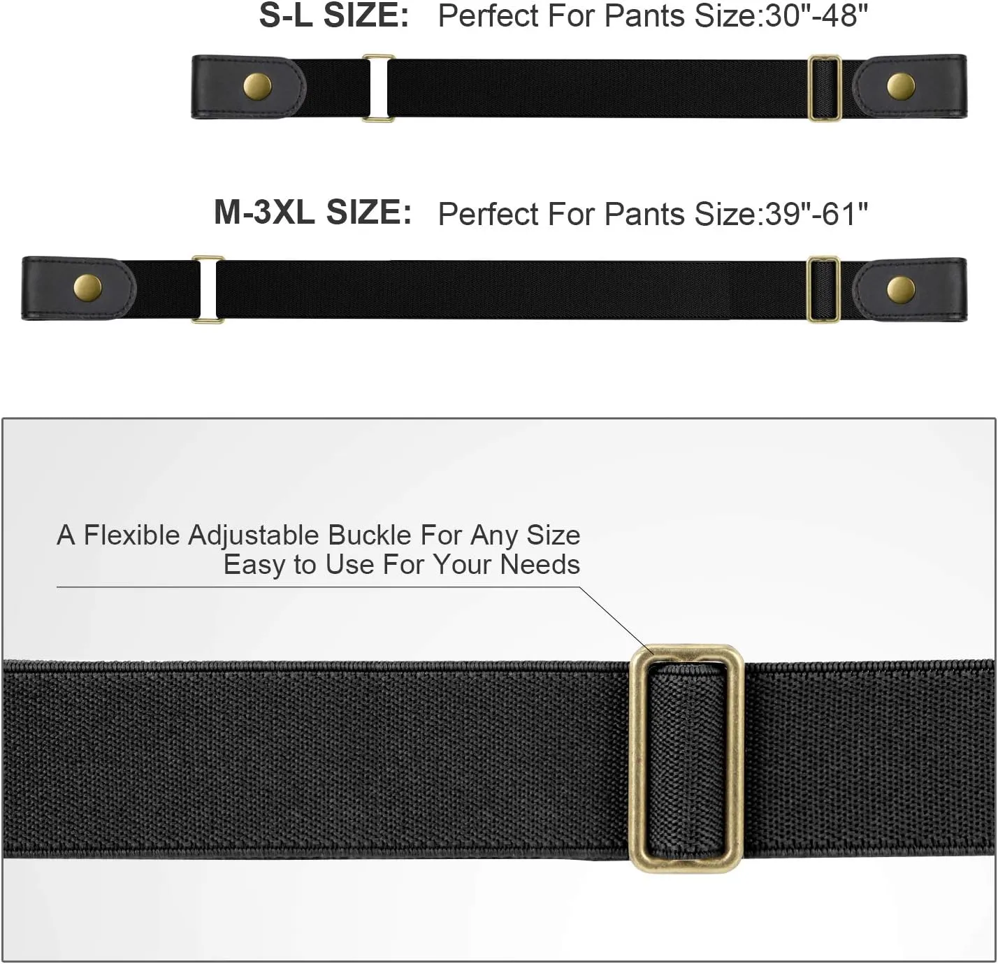 WHIPPY No Buckle Stretch No Show Belt for Men 1.38 inches Wide, Buckless Invisible Elastic Belt for Jeans Pants