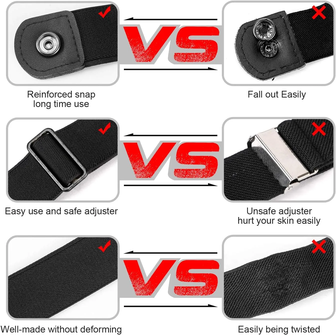 WHIPPY No Buckle Stretch No Show Belt for Men 1.38 inches Wide, Buckless Invisible Elastic Belt for Jeans Pants
