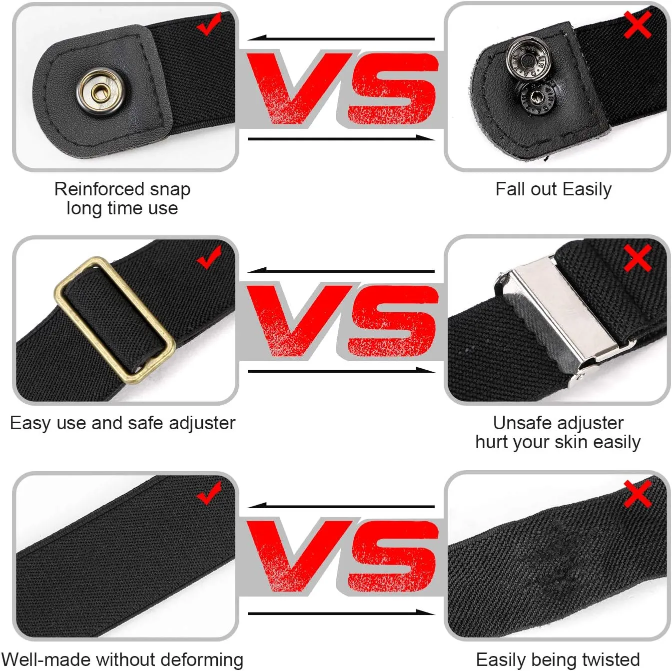 WHIPPY No Buckle Stretch No Show Belt for Men 1.38 inches Wide, Buckless Invisible Elastic Belt for Jeans Pants