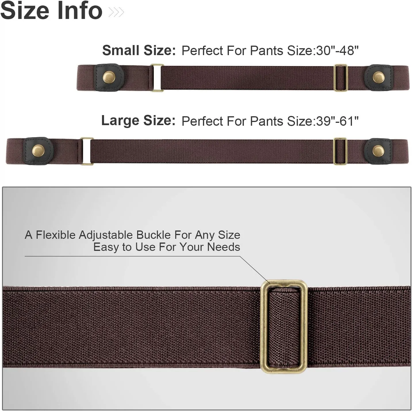 WHIPPY No Buckle Stretch No Show Belt for Men 1.38 inches Wide, Buckless Invisible Elastic Belt for Jeans Pants