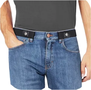 WHIPPY No Buckle Stretch No Show Belt for Men 1.38 inches Wide, Buckless Invisible Elastic Belt for Jeans Pants