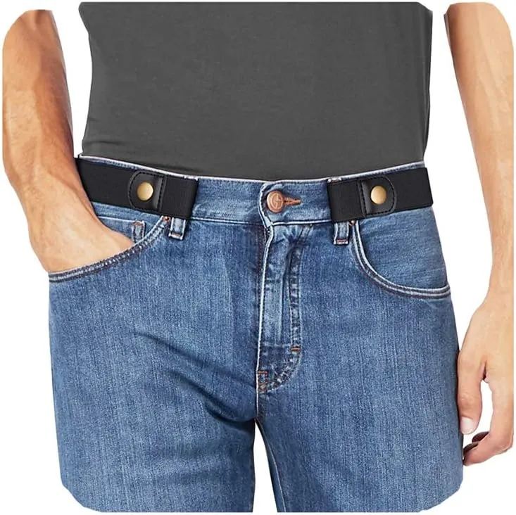 WHIPPY No Buckle Stretch No Show Belt for Men 1.38 inches Wide, Buckless Invisible Elastic Belt for Jeans Pants