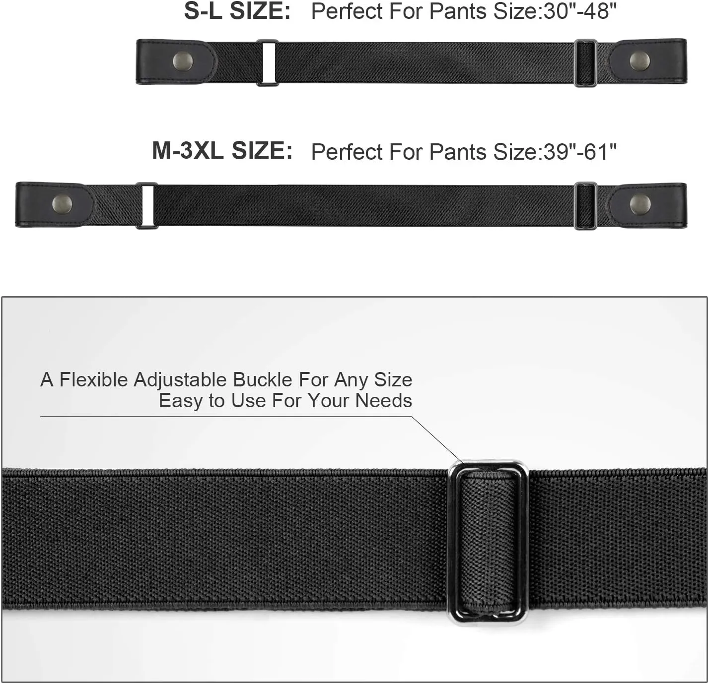 WHIPPY No Buckle Stretch No Show Belt for Men 1.38 inches Wide, Buckless Invisible Elastic Belt for Jeans Pants