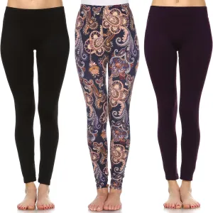 white mark Women's Pack of 3 Tropical Printed Leggings