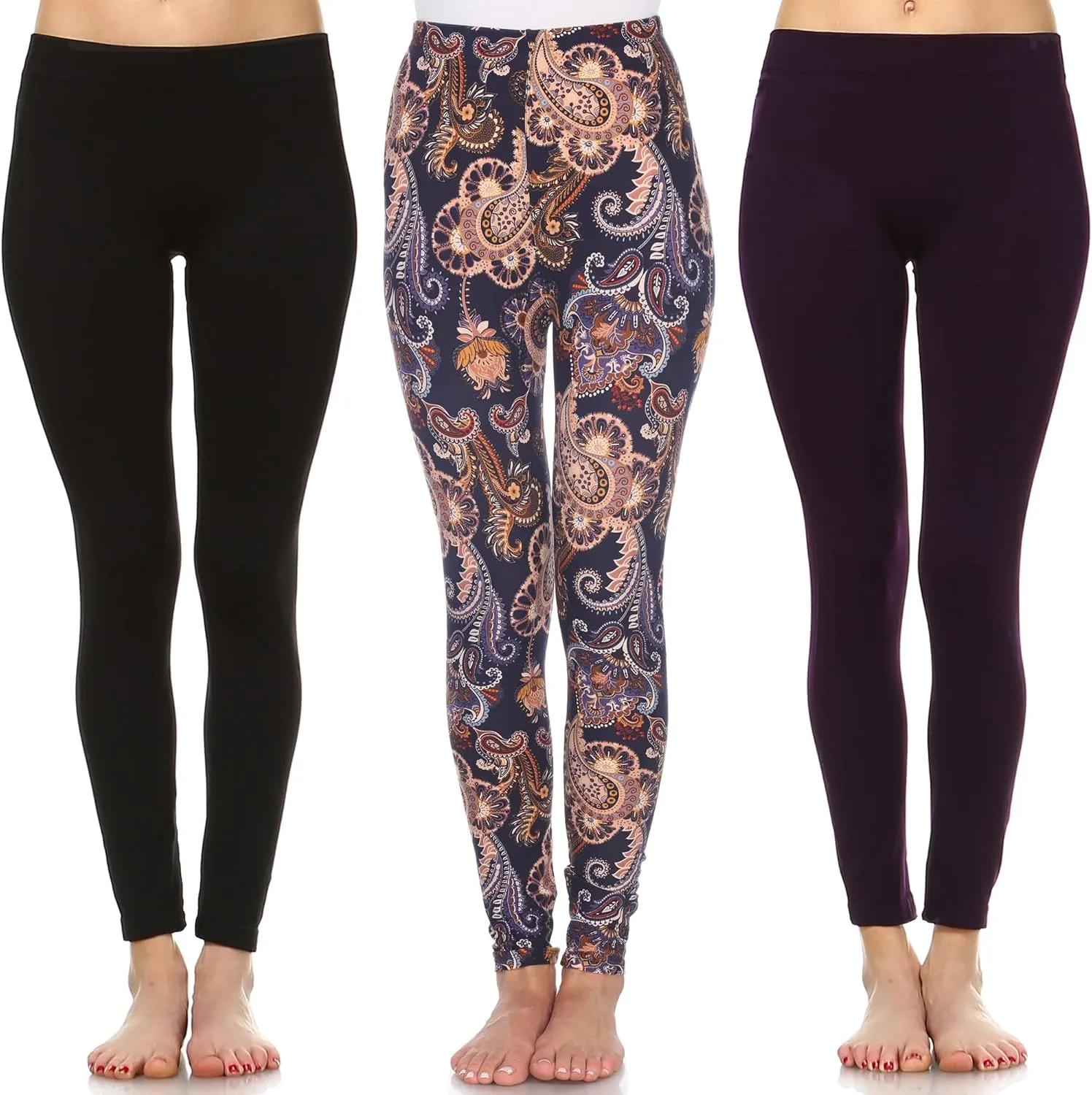 white mark Women's Pack of 3 Tropical Printed Leggings