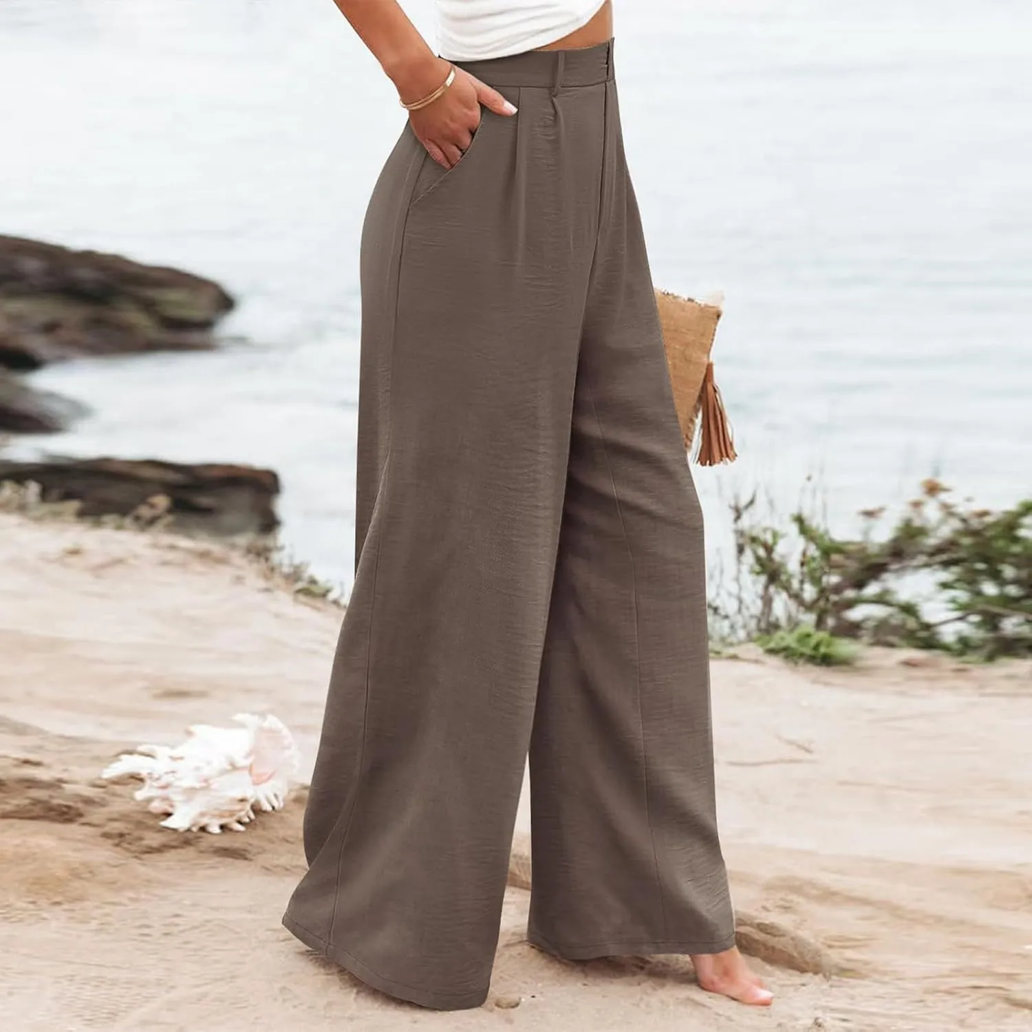 Wide Leg Pants for Women High Waist Solid Color Casual Trousers WomenSlacks Workout Pants 2024