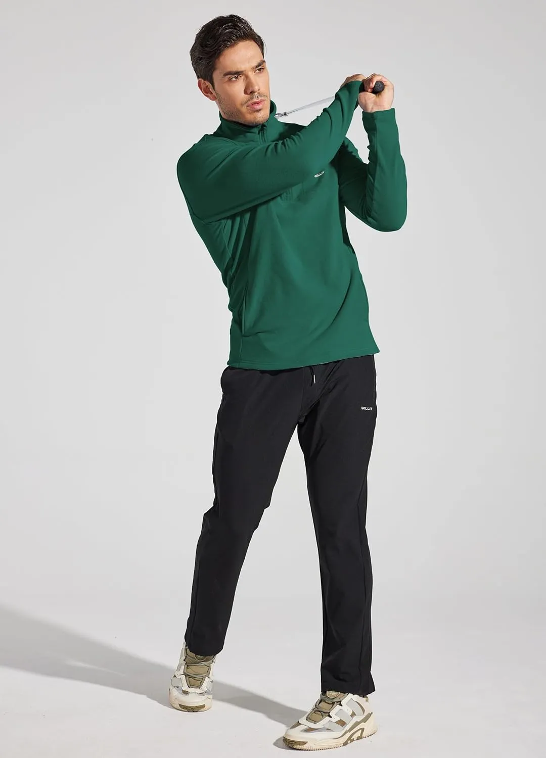Willit Men's Winter Shirts Fleece Pullover with Pocket Quarter Zip Cold Weather Golf Hiking Casual Warm Shirts Long Sleeve