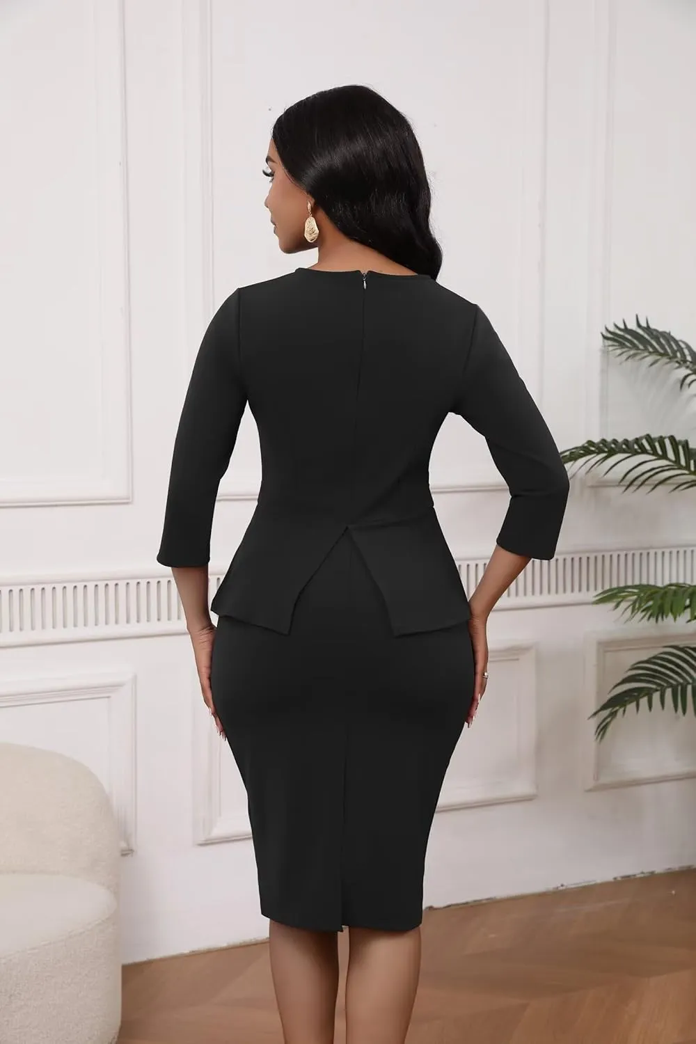 Women 2 Piece Skirt Set 3/4 Sleeve Pencil Skirt Suit Office Business Church Dress Suit Sexy Fall Winter Outfits