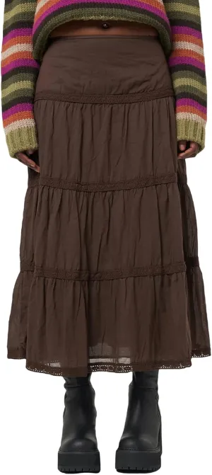 Women A Line Midi Skirt Aesthetics Printing High Waist Long Skirt Vintage Casual Maxi Skirts Grunge Streetwear