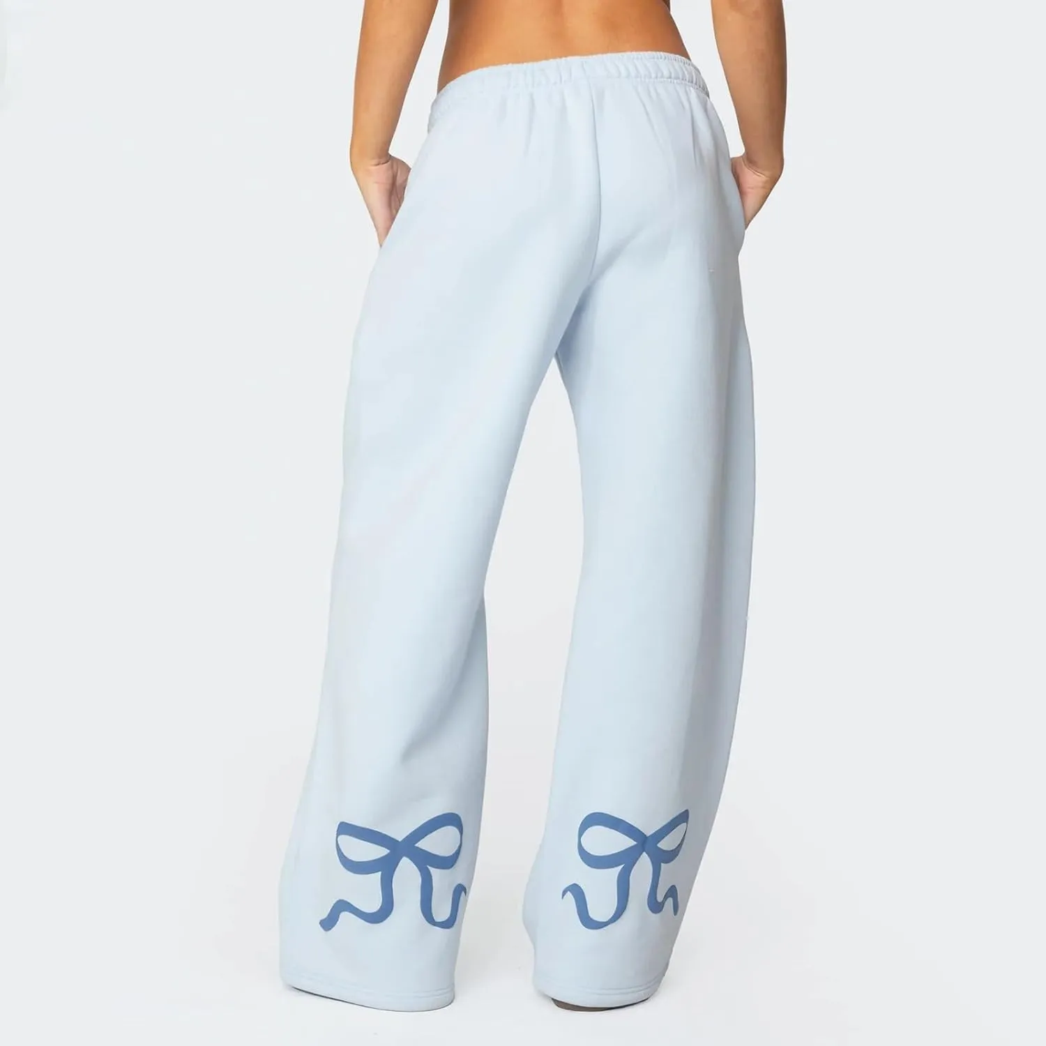 Women Bow Print Sweat Set Long Sleeve Oversized Hoodie Wide Leg Sweatpants 2 Piece Outfits Matching Tracksuit