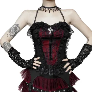 Women Gothic Crop Tank Top Sleeveless Camisole Tops Y2K Grunge Blouse Cami Shirt