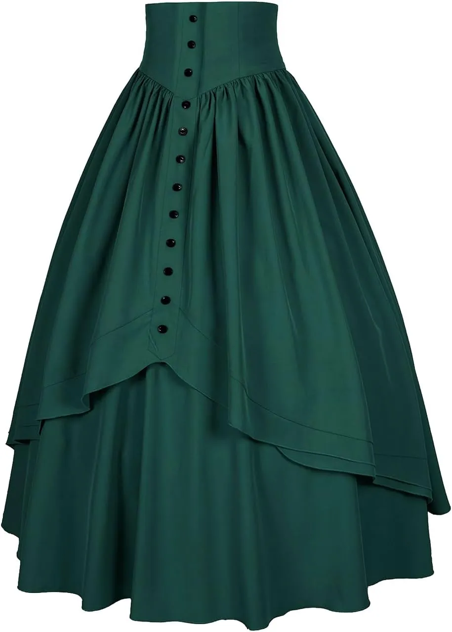 Women Victorian Skirt Medieval Renaissance Peasant Skirt Floor High Waisted Fluttering Long Skirt
