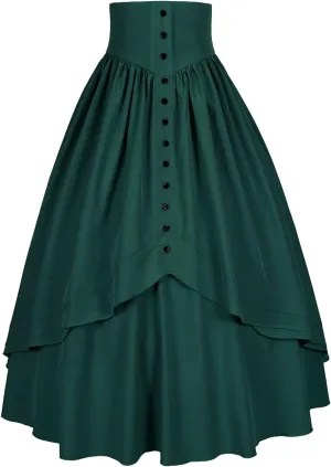 Women Victorian Skirt Medieval Renaissance Peasant Skirt Floor High Waisted Fluttering Long Skirt
