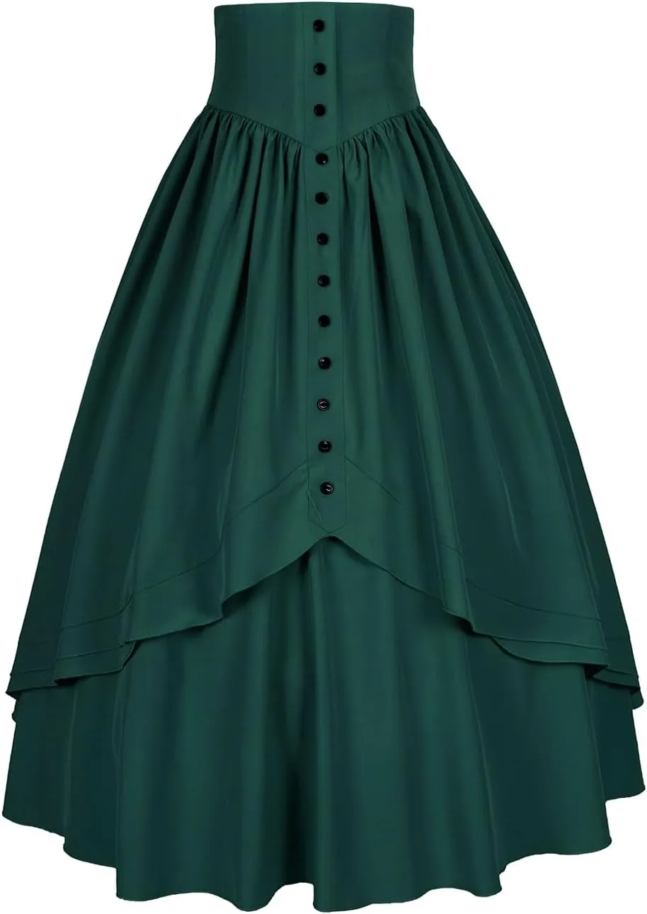 Women Victorian Skirt Medieval Renaissance Peasant Skirt Floor High Waisted Fluttering Long Skirt