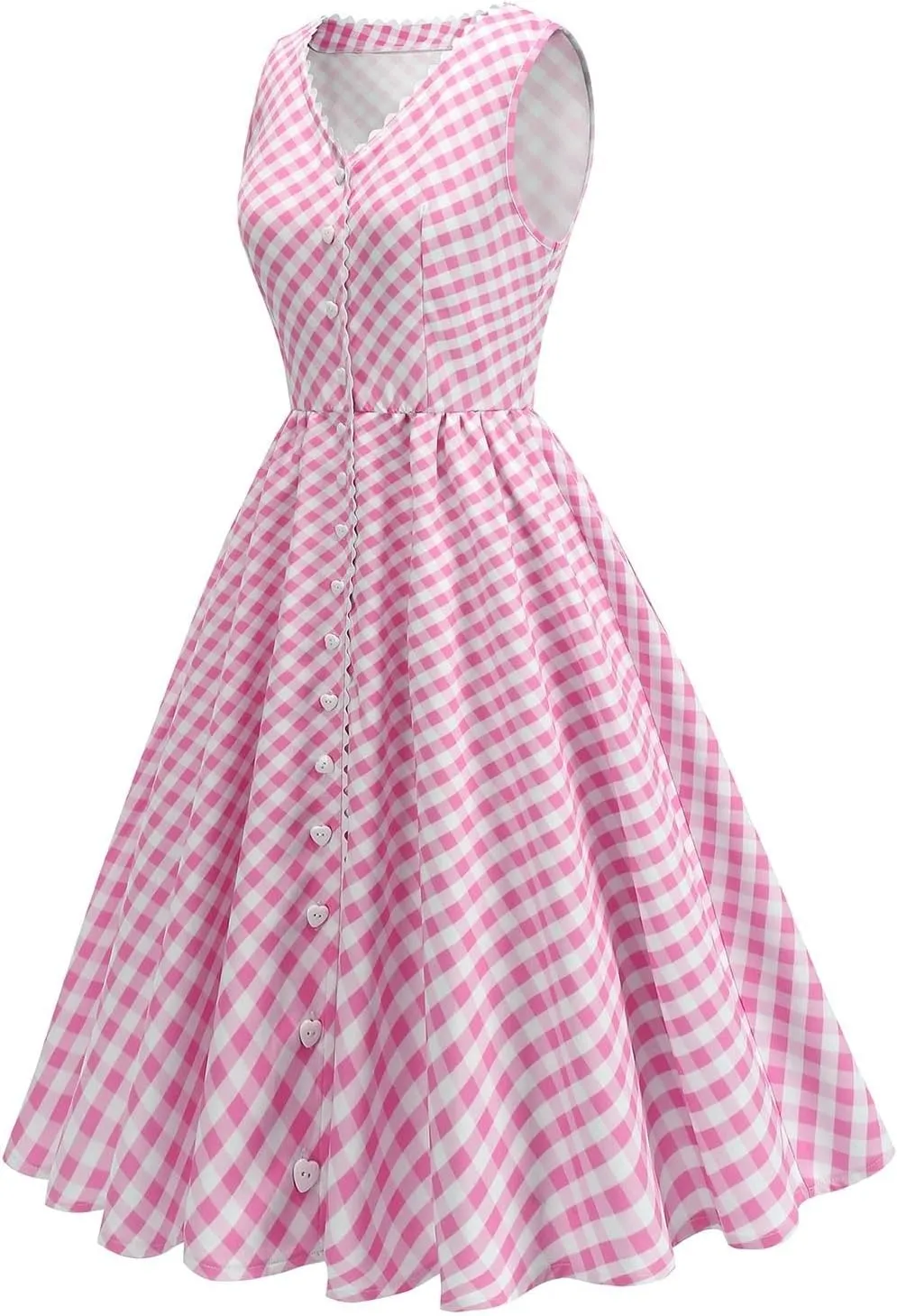 Women's 1950s Vintage Plaid Tank Dress Casual V Neck Hepburn Swing Prom Party Midi Dresses Wedding Guest Outfits