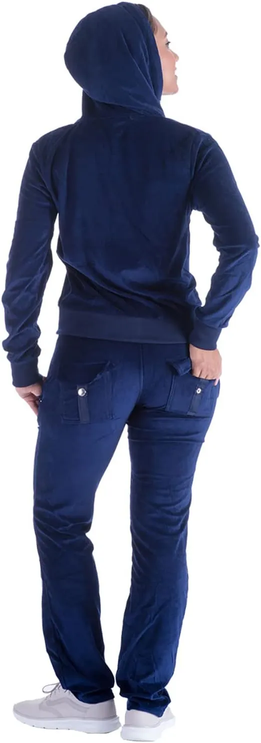 Womens 2 Piece Outfits Velour Tracksuits Long Sleeve Sports Sweatsuits Jogging Velvet Lounge Set