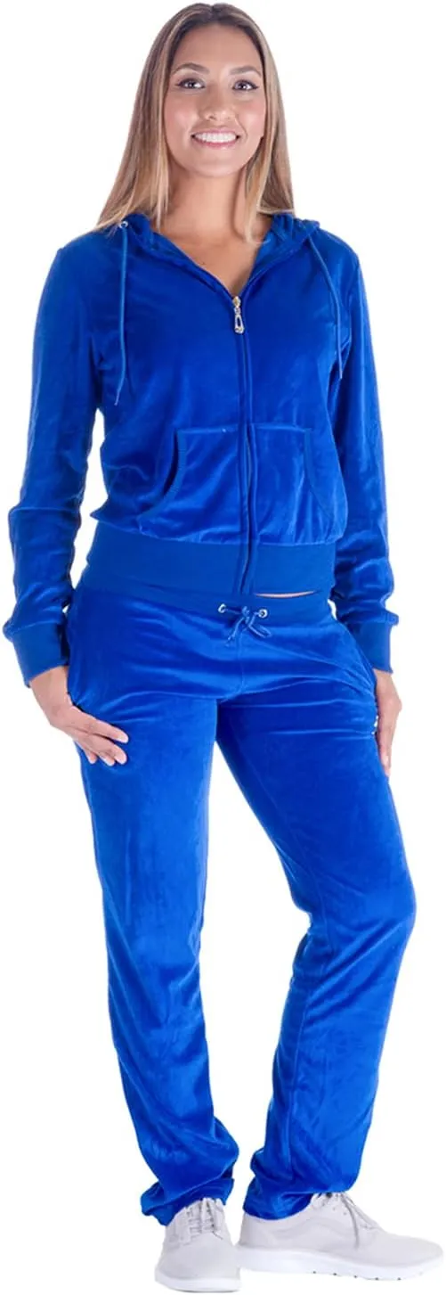 Womens 2 Piece Outfits Velour Tracksuits Long Sleeve Sports Sweatsuits Jogging Velvet Lounge Set