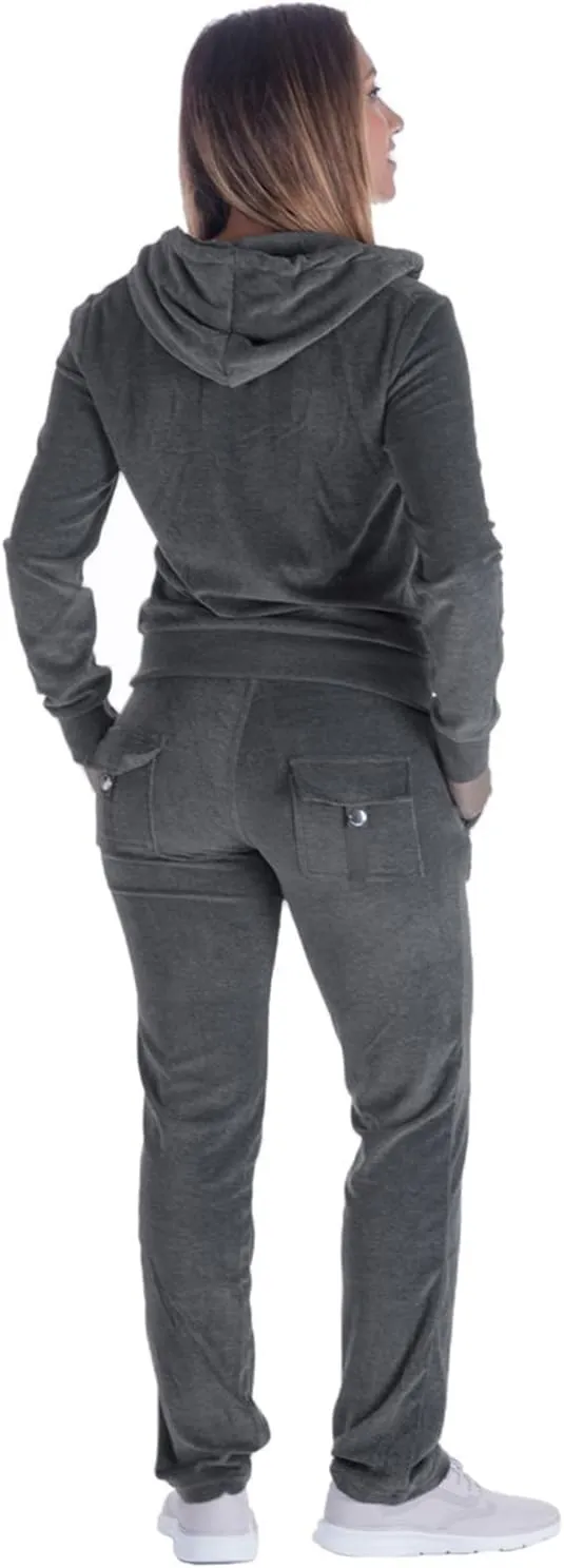 Womens 2 Piece Outfits Velour Tracksuits Long Sleeve Sports Sweatsuits Jogging Velvet Lounge Set