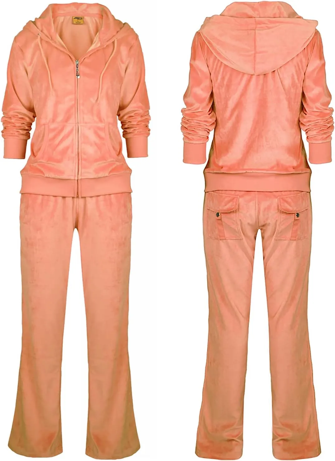 Womens 2 Piece Outfits Velour Tracksuits Long Sleeve Sports Sweatsuits Jogging Velvet Lounge Set