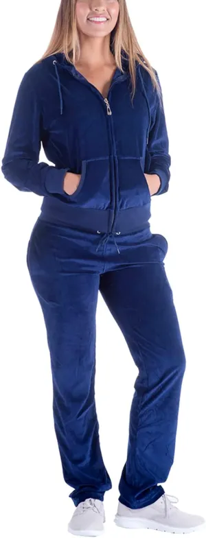Womens 2 Piece Outfits Velour Tracksuits Long Sleeve Sports Sweatsuits Jogging Velvet Lounge Set