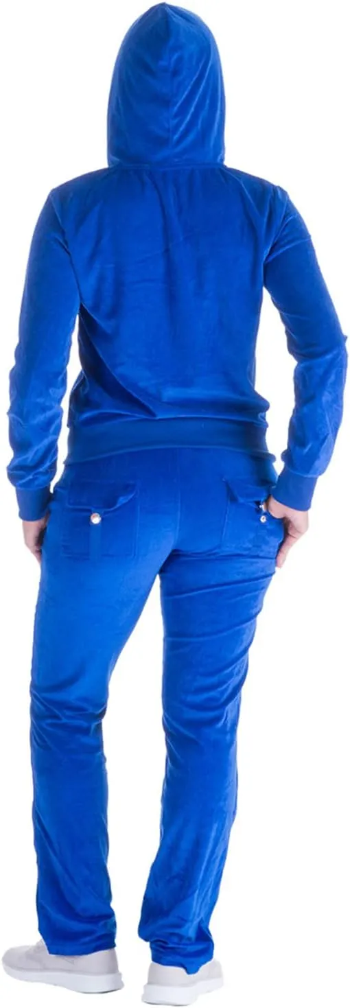 Womens 2 Piece Outfits Velour Tracksuits Long Sleeve Sports Sweatsuits Jogging Velvet Lounge Set