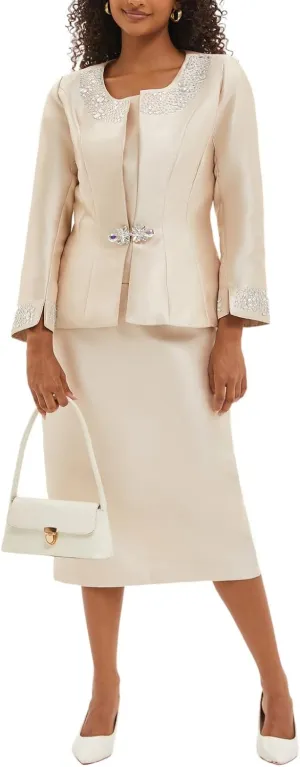 Women's 3 Piece Church Suits for Formal Occasions with Handmade Diamond Hot Stamping Dress Church Set