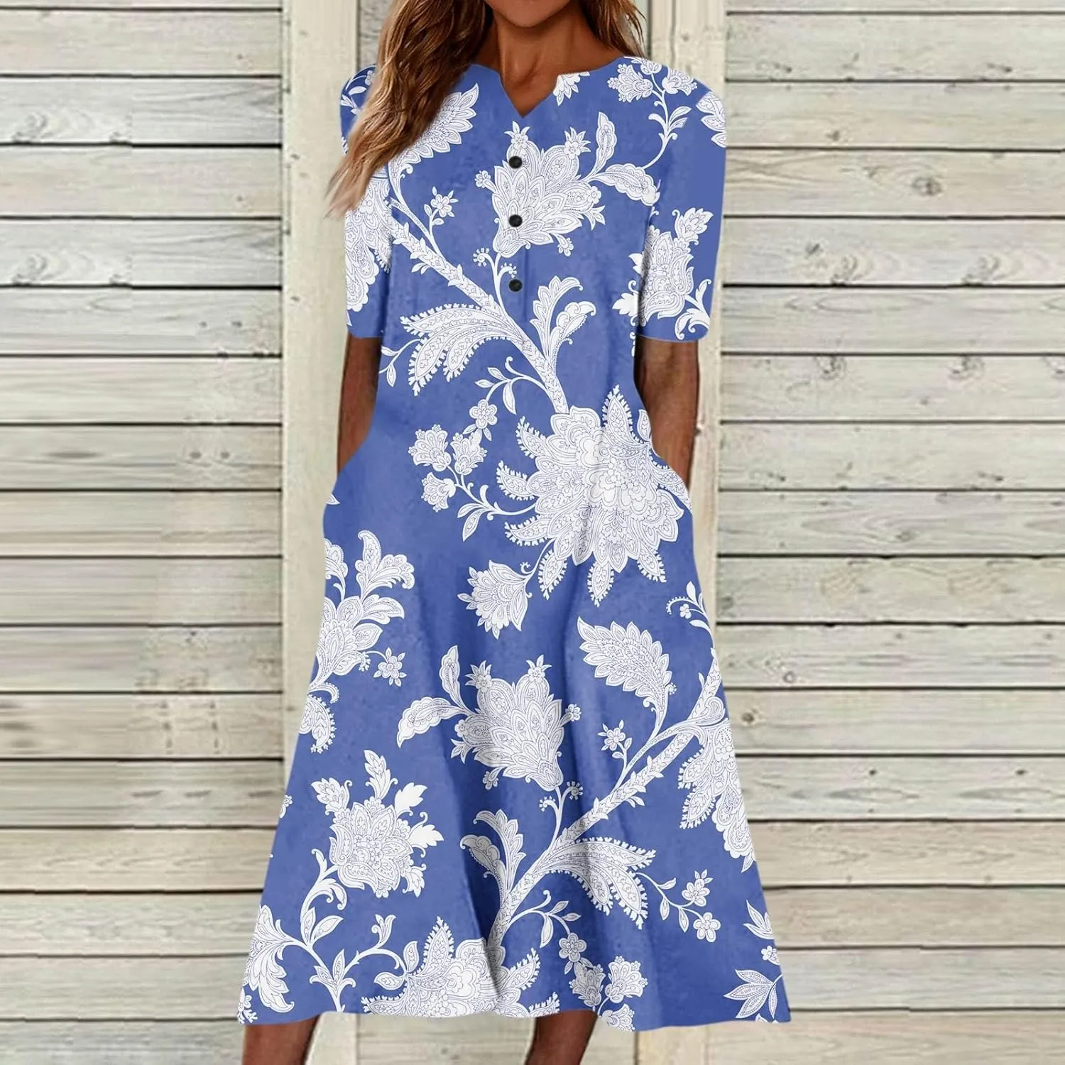 Womens Casual Printed Dresses V Neck Fashion Short Sleeve 2025 Sexy Swing Summer Dressy Daily Party Dress
