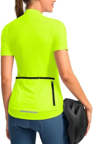 Women's Cycling Jersey Short Sleeve Bike Shirts Full Zipper Bicycle Biking Tops with Pockets Road Mountain Riding